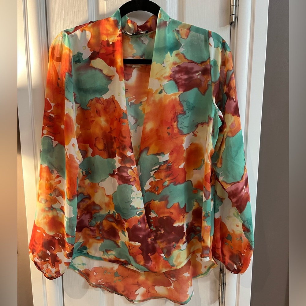 Watercolor Cross-over Blouse